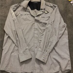 COOGI Black and White Checkered Long-Sleeve Button-Down Shirt